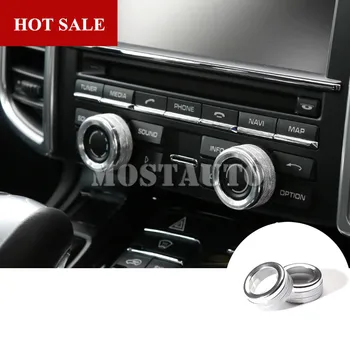 

Inner Centre Console AC & Sound Volume Knob Cover For Porsche Cayenne 2011-2017 2pcs Silver/Blue/Red