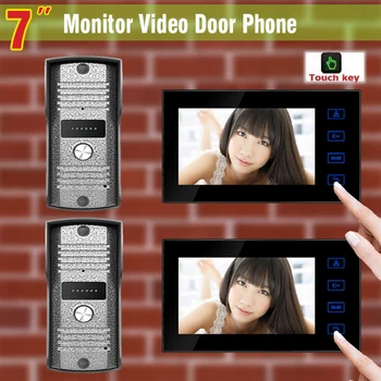 

7" Touch screen video door phone intercom system video doorbell doorphone waterproof night vision pinhole Camera 2-Monitor