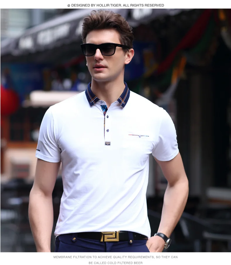 Лето, стиль, лацканы, большой размер, высокое качество, хлопок, Бизнес Стиль, повседневная мужская рубашка поло с коротким рукавом, синяя, белая, красная, желтая