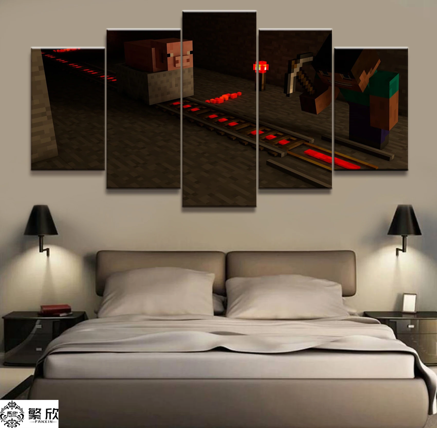 

Canvas Printed Game Poster Minecraft 5 Pieces Wall Art Canvas Painting Home Decor For Living Room Artwork Cuadros Wall Decor Art