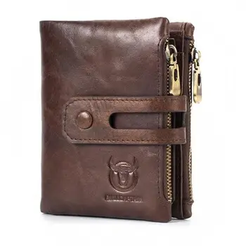 

Bullcaptain RFID Antimagnetic Vintage Genuine Leather 14 Card Slots Coin Bag Wallet Men Purse High Quality Male Card ID Holder