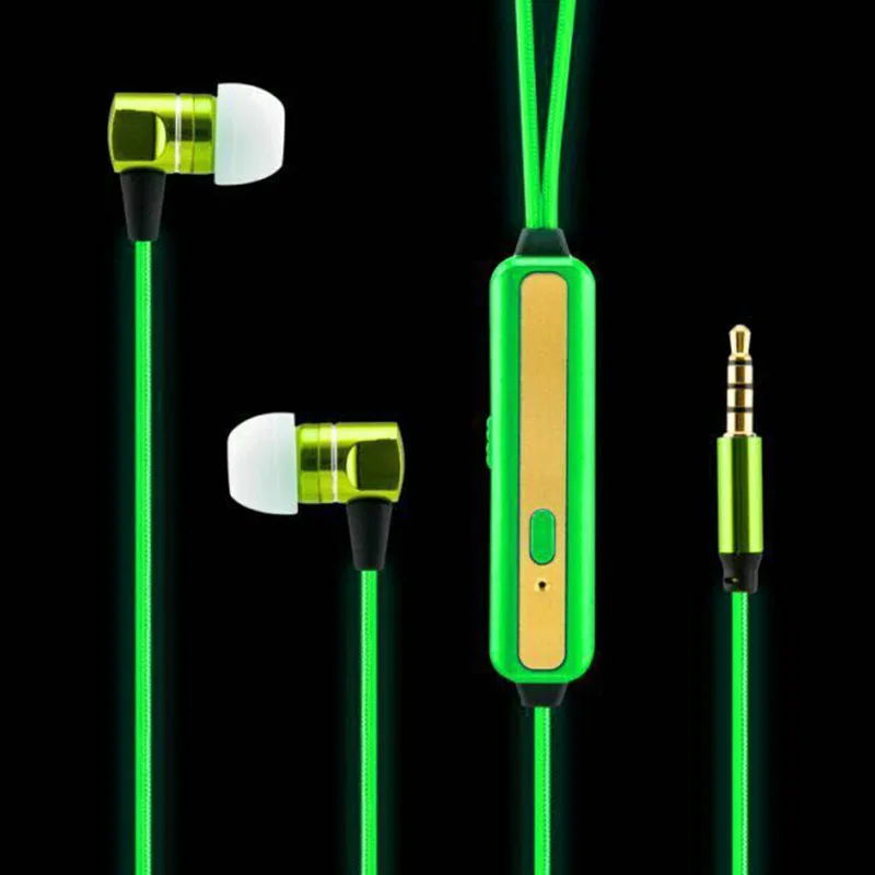 2017 New EL Led Luminous earphone Headset Led Glow Earphones el
