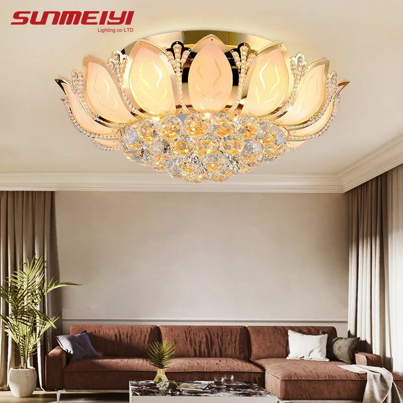  Lotus Flower Modern Ceiling Light With Glass Lampshade Gold Ceiling Lamp for Living Room Bedroom la - 32312764612