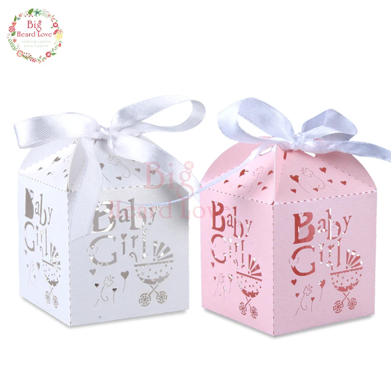50pcs Laser Cut Baby Carriage Candy Box Baby Shower Favors Birthday