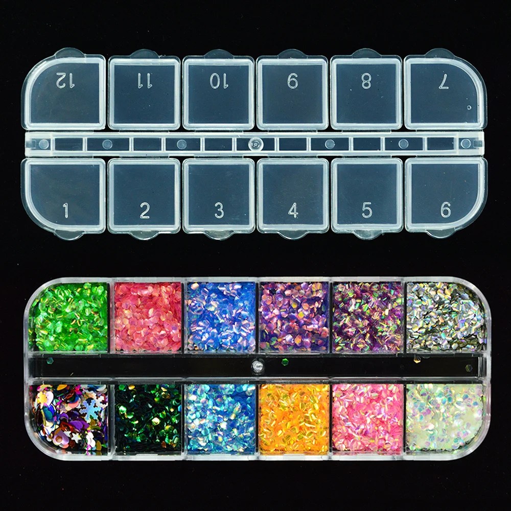 

1 Case Chameleon Mermaid Hexagon Sequin Nail Art Glitter Sticker Slice Sparkle Flakes 3D Tips Manicure Decoration Paillette JILP