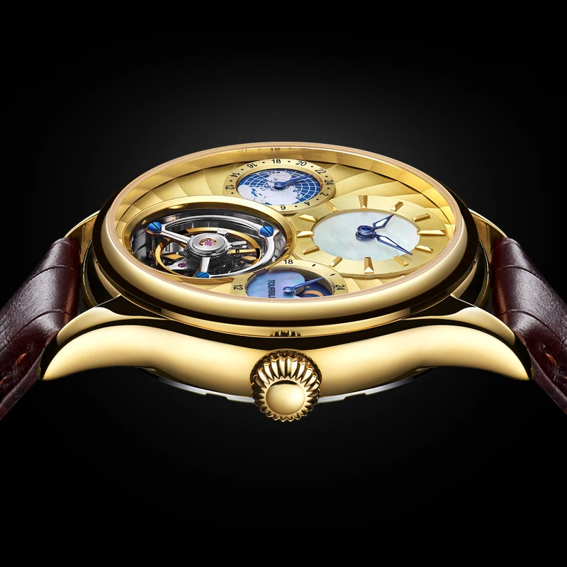 KOPECK Tourbillon, механические часы для мужчин, сапфир,, Tourbillon, полый ход, для мужчин, t Moon Phase, мужские часы, relojes hombre, 7017 г