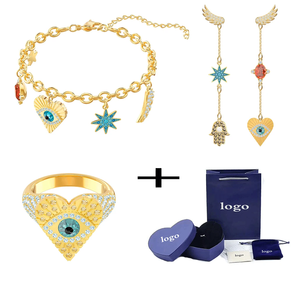 

SWA RO 2019 Fashion Unique Original New LUCKY GODDESS Set Combination of Gorgeous Crystal European Women Lucky Body Jewelry Gift