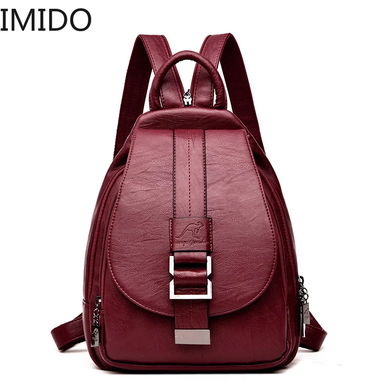 

2019 Women Leather Backpacks Vintage Female Shoulder Bag Sac A Dos Travel Ladies Bagpack Mochilas School Bags for Girls Preppy