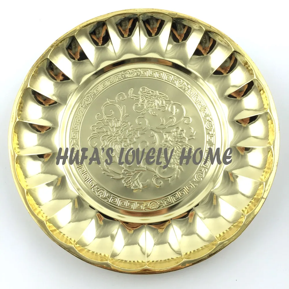 30cm stainless steel golden round dish charger plate/golden metal