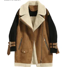 Зимнее женское плотное пальто с длинным рукавом из овечьей шерсти, кашемировая теплая длинная куртка