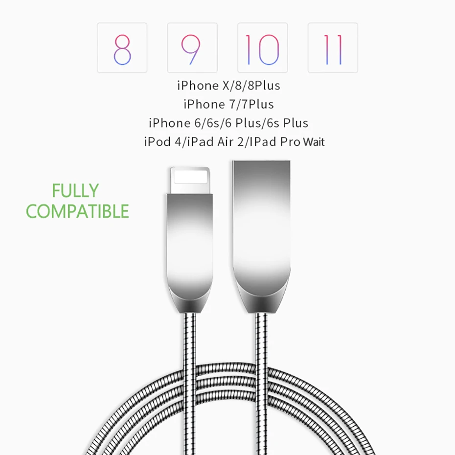 Цена Hessy 10 шт. 2A быстрое зарядное устройство Металлический Micro font b USB b font для xiaomi кабель для IPhone 8 XR мобильный телефон зарядный кабель для передачи данных ...
