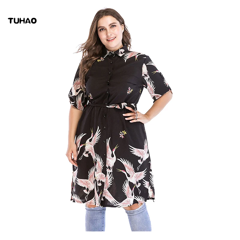 

TUHAO 2018 Summer blouses for woman plus size 6XL 5XL 4XL Female Work Blouses shirts Women vintage office lady long Blouse CM52