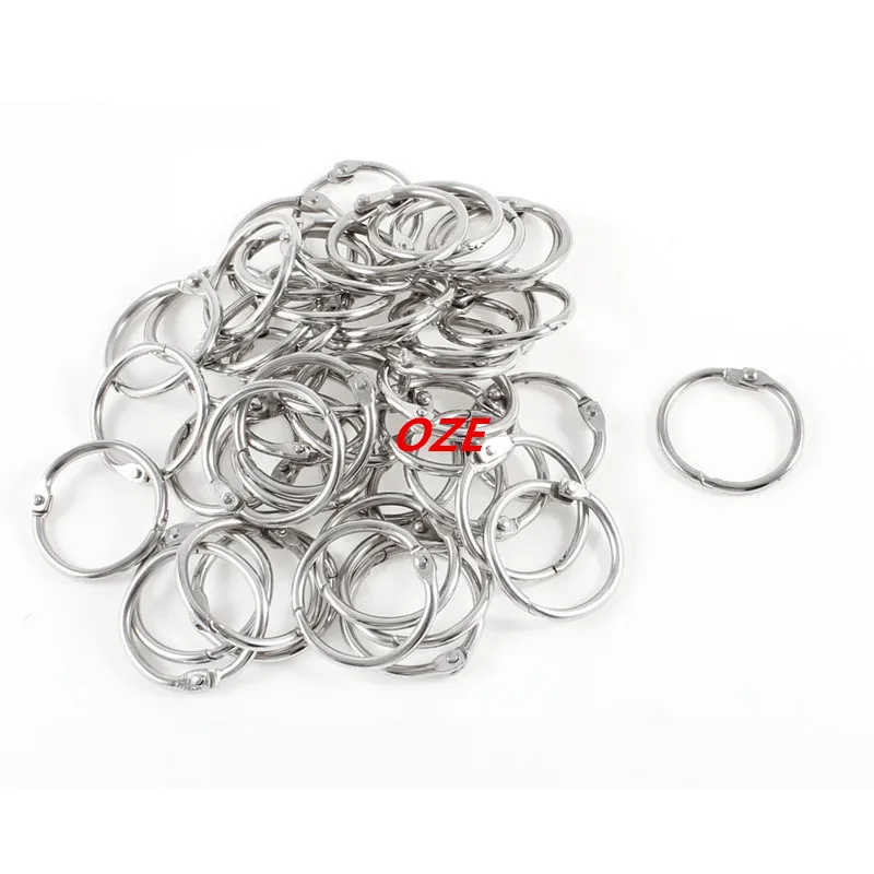 50 Pcs Staple Book Binder 25mm Inner Diameter Loose Leaf Ring Keychain