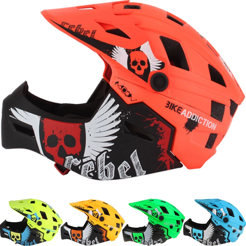 2018 Kids Full Face Bicycle Helmet Detachable Chin Guard Mountain Road