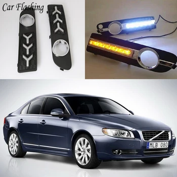 

Car Flashing LED Daytime Running light LED Daylight For Volvo S80 2009 2010 2011 2012 2013 LED DRL with Yellow Turn Signal Light