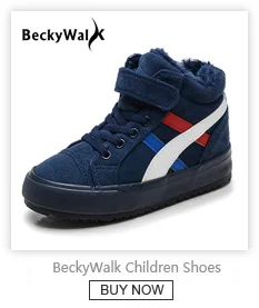 BeckyWalk/Новинка года; зимние ботинки для девочек и мальчиков; теплые ботинки для малышей; детская обувь из натуральной кожи с нескользящим мехом; CSH733