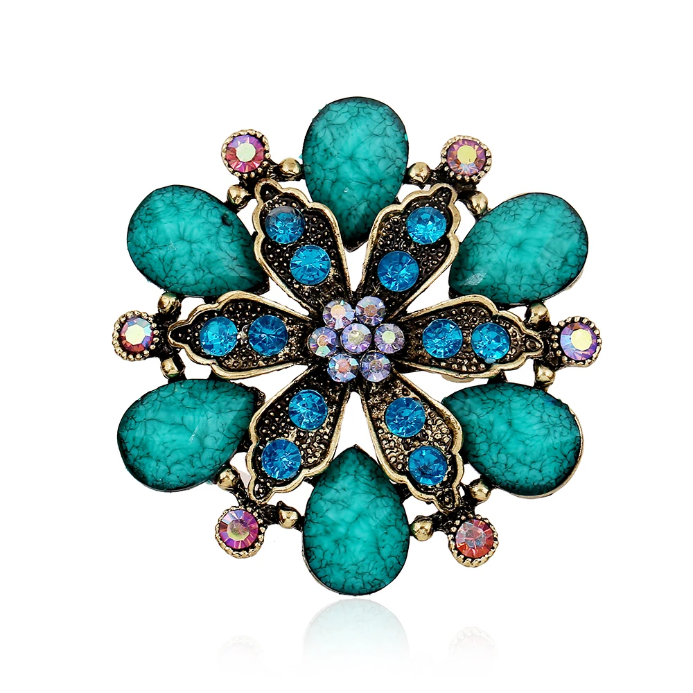 High Quality Korea Vintage Resin Flower Brooch Pins 2016 Women New