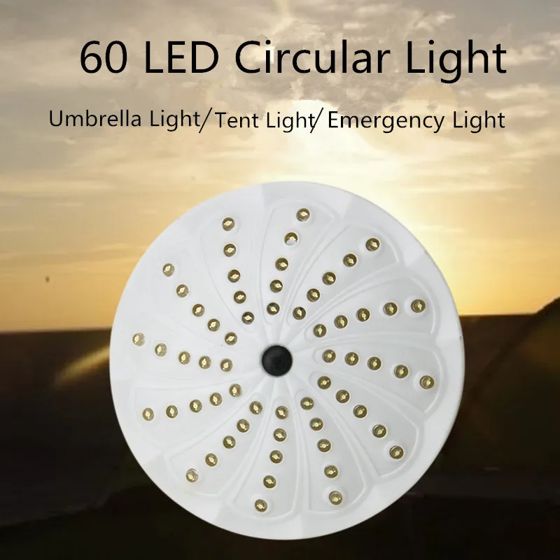 

CLAITE 60 LED Patio Patio Umbrella Light Outdoor Camping Tent Lamp Battery Operated Energy Saving Emergency Light with 3 Modes