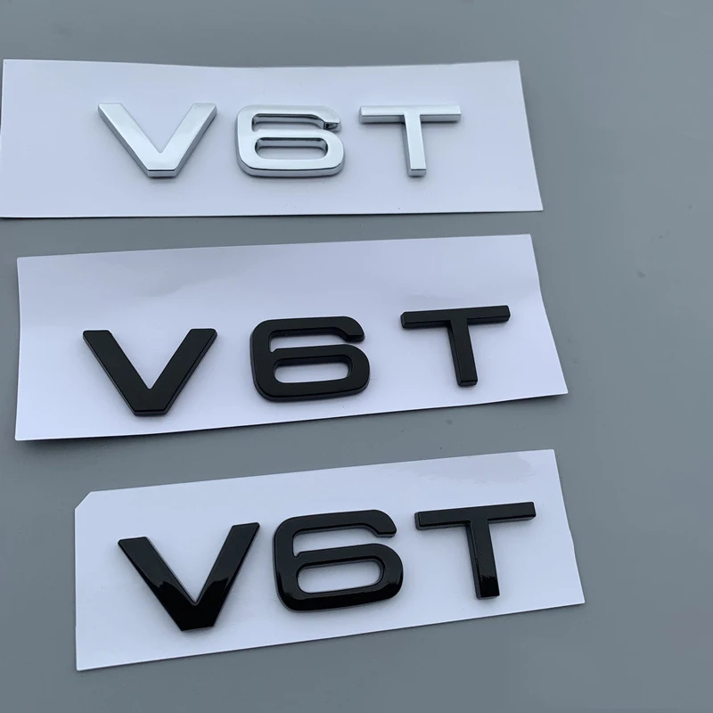 

V6T V8T V10 V12 Glossy Black Letter Number Emblem Car Styling Fender Side Trunk Badge Logo Sticker for Audi TTRS Q3 Q5 A7 A8L