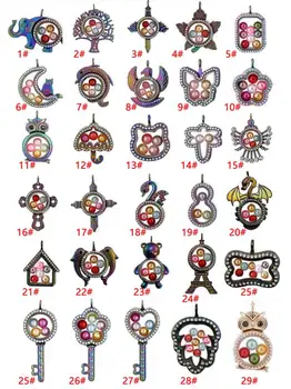 

Multicolor Butterfly Owl More Style Living Memory Magnetic Glass Floating Locket Pendant Necklace Pearl Cage Necklace Charm A139