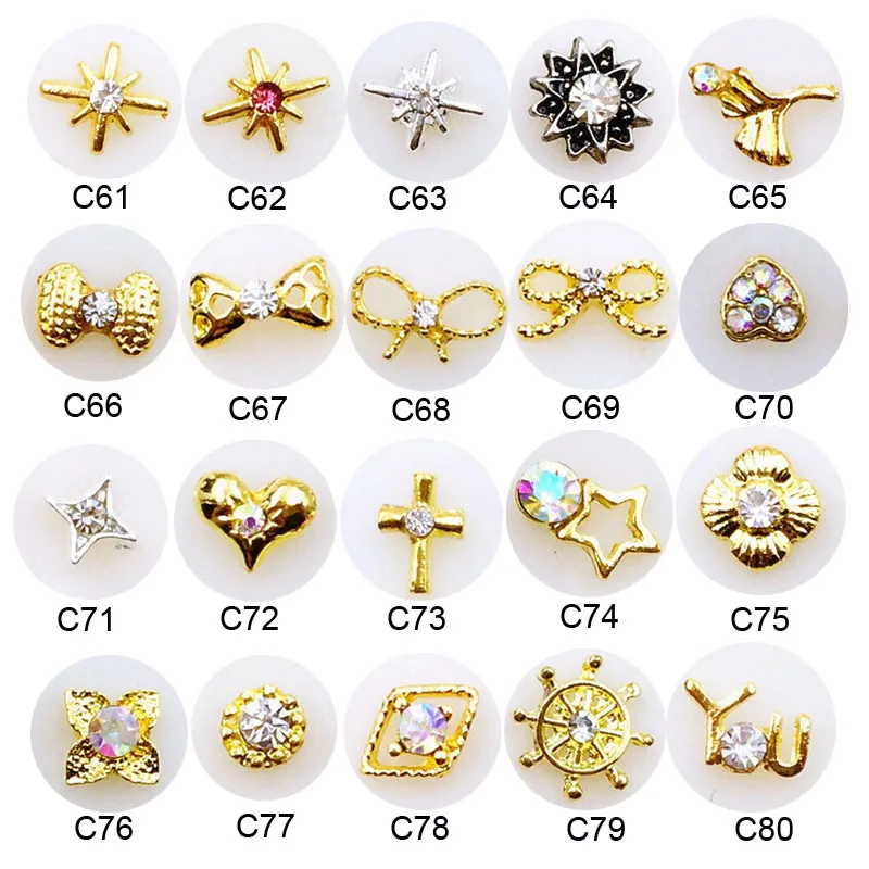 30 style 10Pcs 3D Charm DIY Special Design Gold Alloy Rhinestone Nail Art Accessory Manicure Jewelry Decoration For Nails | Красота и