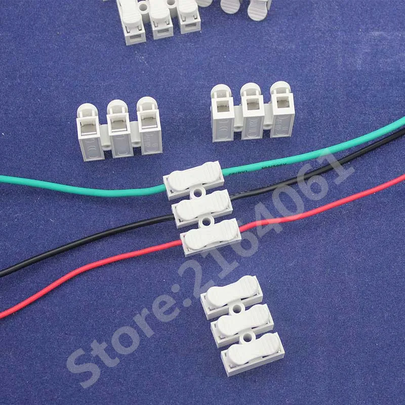 

50Pcs 3 Way push quick wire Spring connector Easy to install no welding no screws cable clamp Terminal Wiring Block 3pin