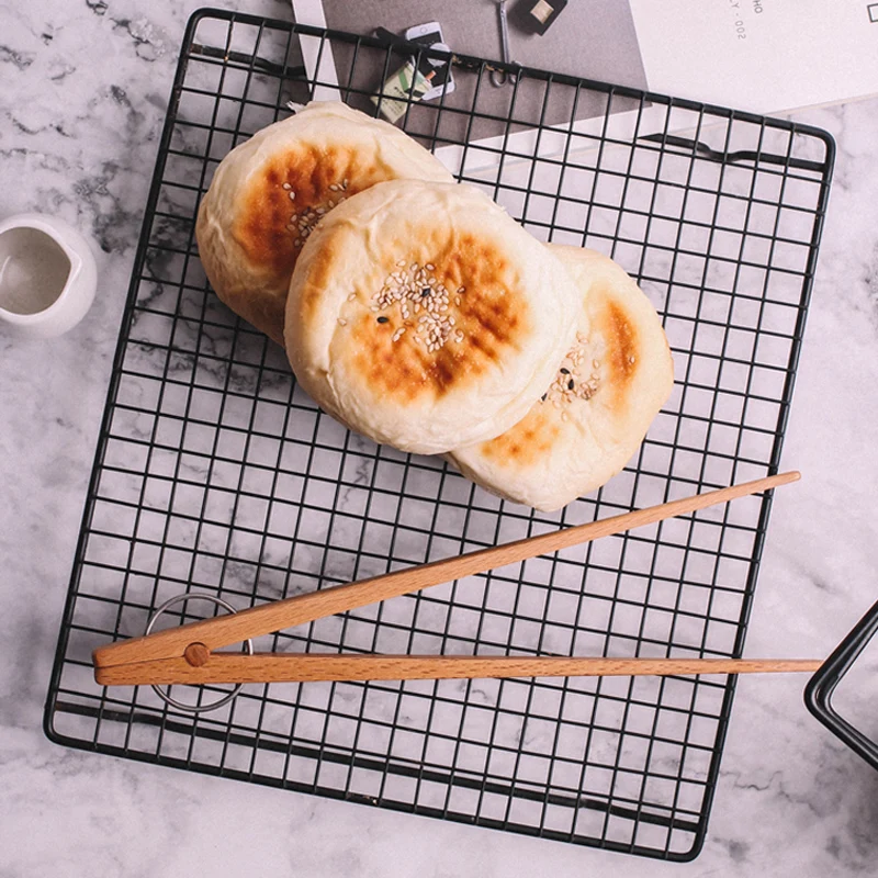 Wooden Kitchen Utensils Long Food Tongs Korean BBQ Tongs Wood Toaster Bread Salad Tongs Cake Clip Serving Tongs For Cooking BBQ  (4)