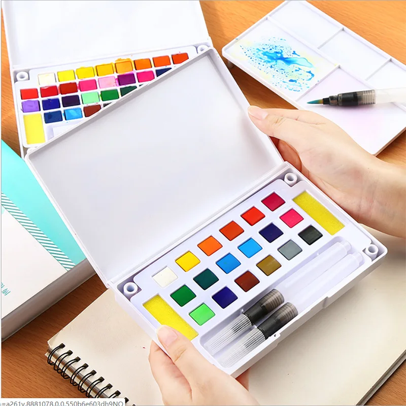 

12/18/24/36/color solid watercolor paint, free watercolor pen, color palette, children's beginners watercolor supplies