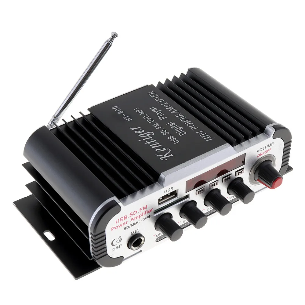 Универсальный 2CH Hi Fi 12V автомобильный аудио усилитель мощности fm радио USB MP3 стерео