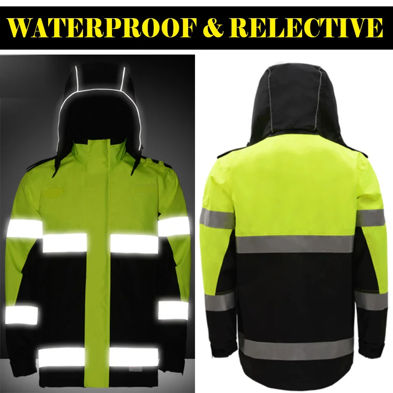 SFVest Hi Viz Водонепроницаемая двухцветная желтая черная парка штормовая