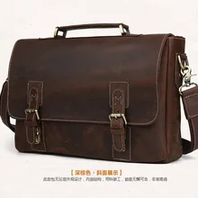 Мужской портфель из натуральной кожи, сумка через плечо, деловая сумка, винтажная сумка для ноутбука, для путешествий, Crazy Horse, мужские сумки в подарок