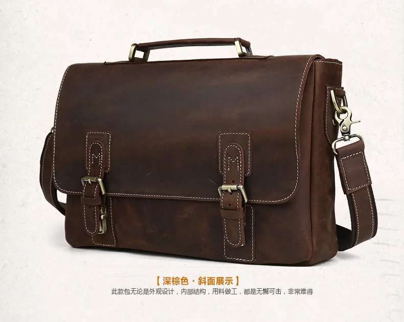 

Genuine Cow Leather Briefcases Men's Handbag 15 inches Top Handle Laptop Bag 8069