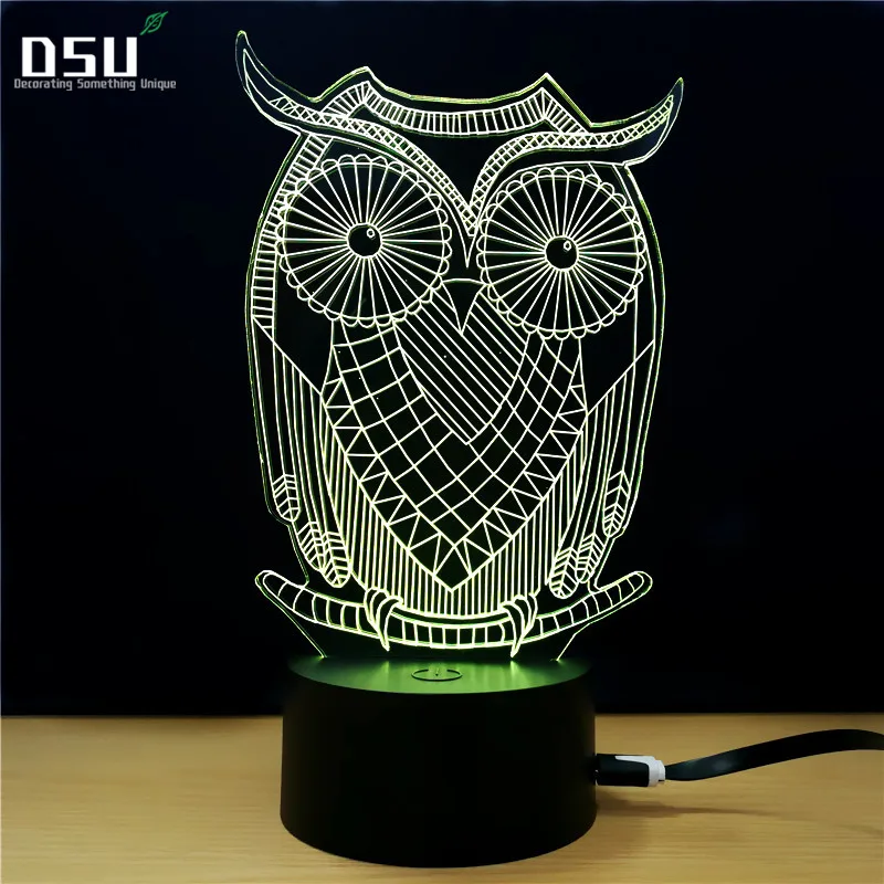 

3D Visual Owl Shape LED Lamp with 7 Colors USB Table Lamp as House Decorative LED Nights Lamp