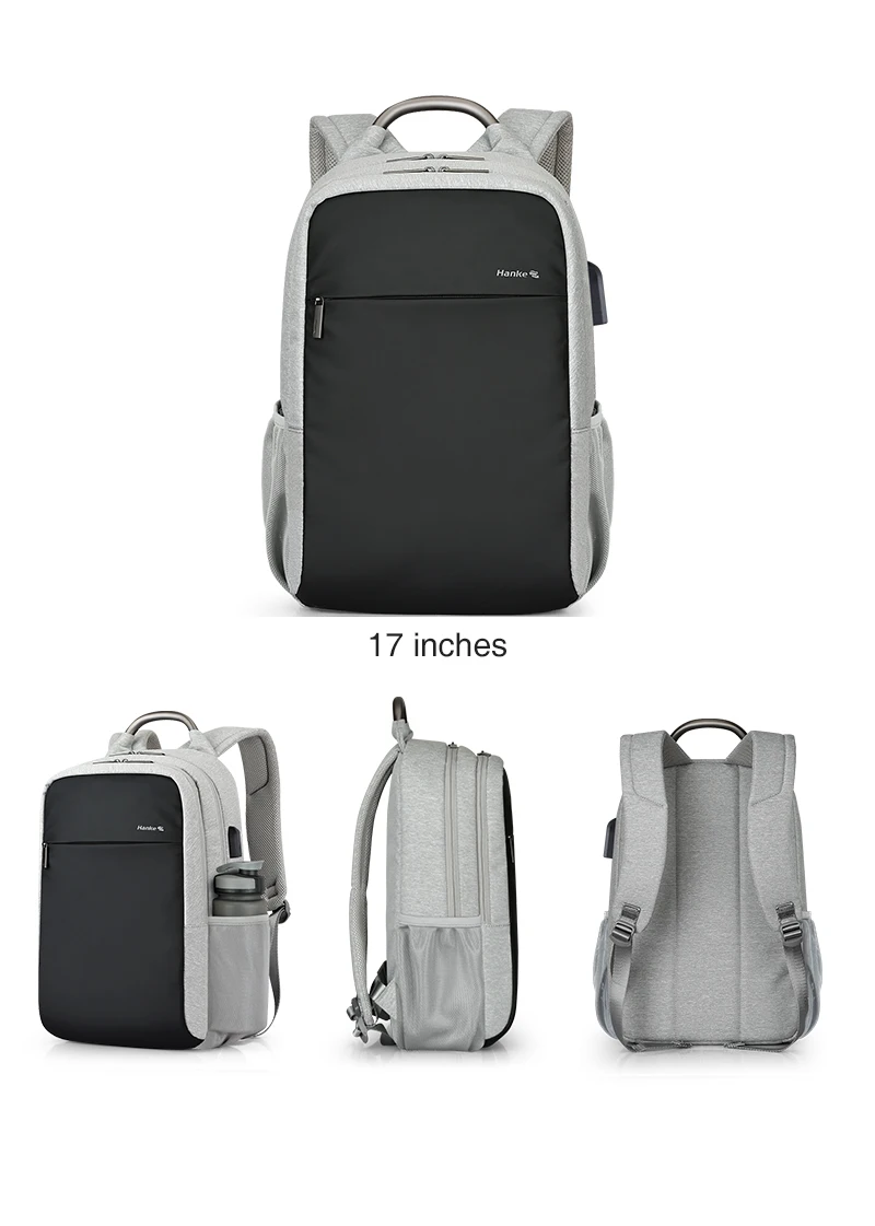 Hanke классический дизайн рюкзак для ноутбука 15,6 Мужская Женская дорожная сумка школьная сумка на плечо 17 18 дюймов