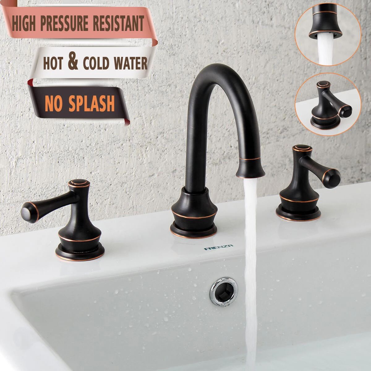 Vintage Brass ORB/Chrome Fission Basin Faucet Double Handle Two Holes