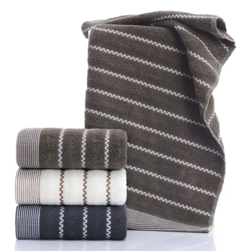 

KKWL Striped Pattern Solid Towel For Bath Absorbent Soft Towels For Bathroom Gym Men Women Comfortable Face Towels 2Pcs