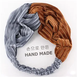 Grey Coffee Headband Новое поступление, модная женская бархатная Базовая повязка на волосы с крестиком для девушек, элегантная повязка на голову для колледжа, женские мягкие аксессуары для волос - Цвет: Grey Coffee Headband