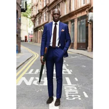 

Custom Made Blue Slim Fit Notch Lapel Mens Suits Groom Tuxedos Groomsmen Wedding Formal Suit Men Suits (Jacket+Pants)