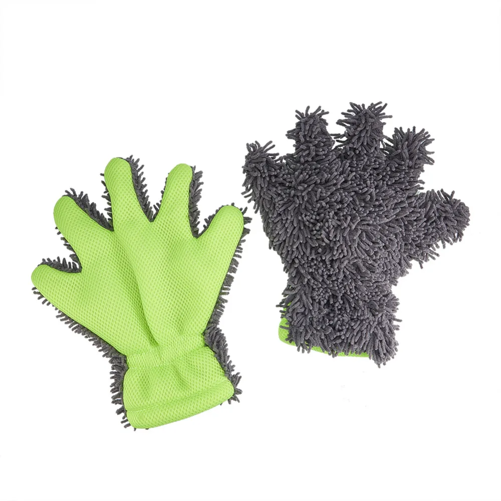 Car Wash Gloves 2 Pcs Chenille Finger Gloves Car Wash Cleaning Glove
