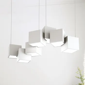 

Minimalist Magic Cube Chandelier Living Room Iron Lustre Pendente Lamp Nordic Modern Bedroom Study Room Bar Lighting Lamparas