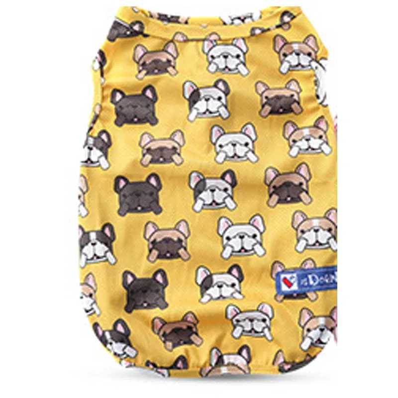 Летняя охлаждающая одежда для домашних животных на открытом воздухе толстая собака жилет рубашка одежда для собак жилет французский одежда для бульдога для собак охлаждающий костюм мопс - Цвет: Yellow