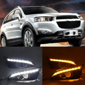 

CSCSNL 2PCS For Chevrolet Captiva 2011 2012 2013 Turn Yellow Signal Relay 12V LED DRL Daytime Running Lights with fog lamp hole