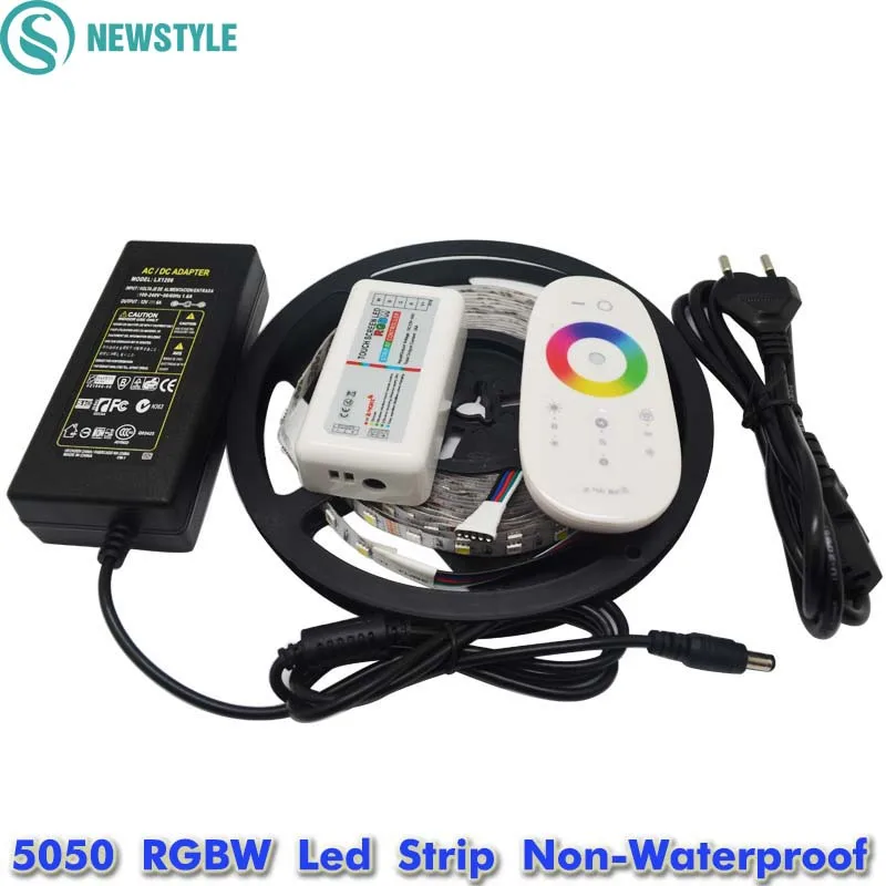

5M Flexible RGBW 5050 SMD LED Strip DC12V 60led/m Light Strip Diode Tape+Remote Controller+ 12V 5A Power Adapter