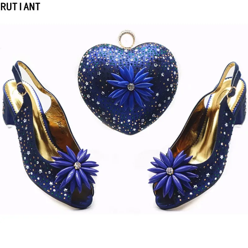 

Designer Shoes Women Luxury 2019 Nigerian Shoes and Matching Bags Set Decorated with Rhinestone Fashion Shoes 2019 Women Shoes