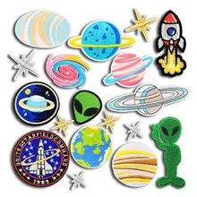 UFO Alien Embroidery Patch Applique Iron on Clothes Star Sky Stickers Fabric Iron Patches for Clothing Children Badges Bag flower lace embroidery iron on stickers applique clothes patch embroidered patches for clothing rose badges fabric