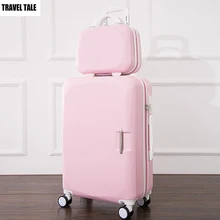Travel tale 2" 24" 2" дюймов женские розовые масштабных дорожных чемоданов, ручной клади вращающийся багажник Жесткий чемодан на колесиках koffer набор