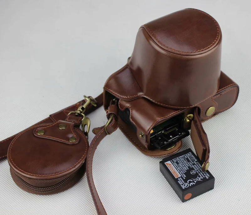 Новая роскошная сумка для камеры Fujifilm X-T100 Fuji XT100 X T100 из искусственной кожи чехол с отверстием батареи+ плечевой ремень