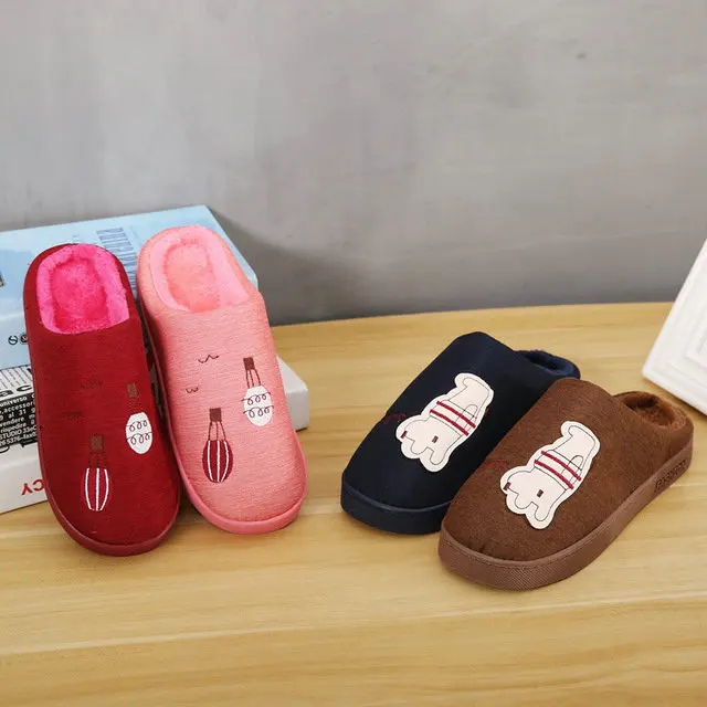 Women Men Comfort Memory Foam House Slipper Cute Cartoon design Breathable Fuzzy Plush Anti-Skid Slippers with Thick TPR Sole | Обувь