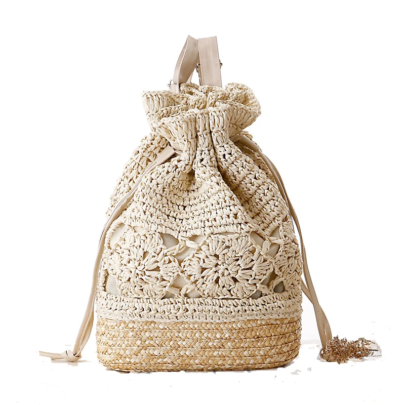 beach straw backpack
