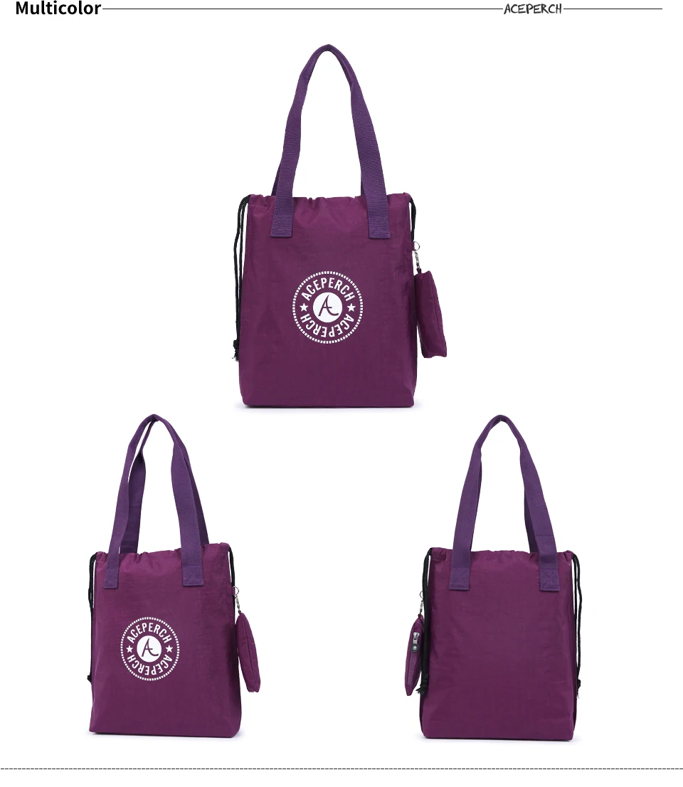 ACEPERCH женские студенческие хозяйственные сумки и сумочки нейлоновые водонепроницаемые Переносные сумки на одно плечо женские прочные хозяйственные сумки